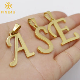 Wholesale Diy Custom Stainless Steel Gold Plated Lrage Initial Alphabet Letter Charms for Jewelry Making