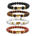 New Arrival Handmade Charm Men Bracelet Volcanic Natural Stone Tiger Eye Elephant Beaded Bracelets
