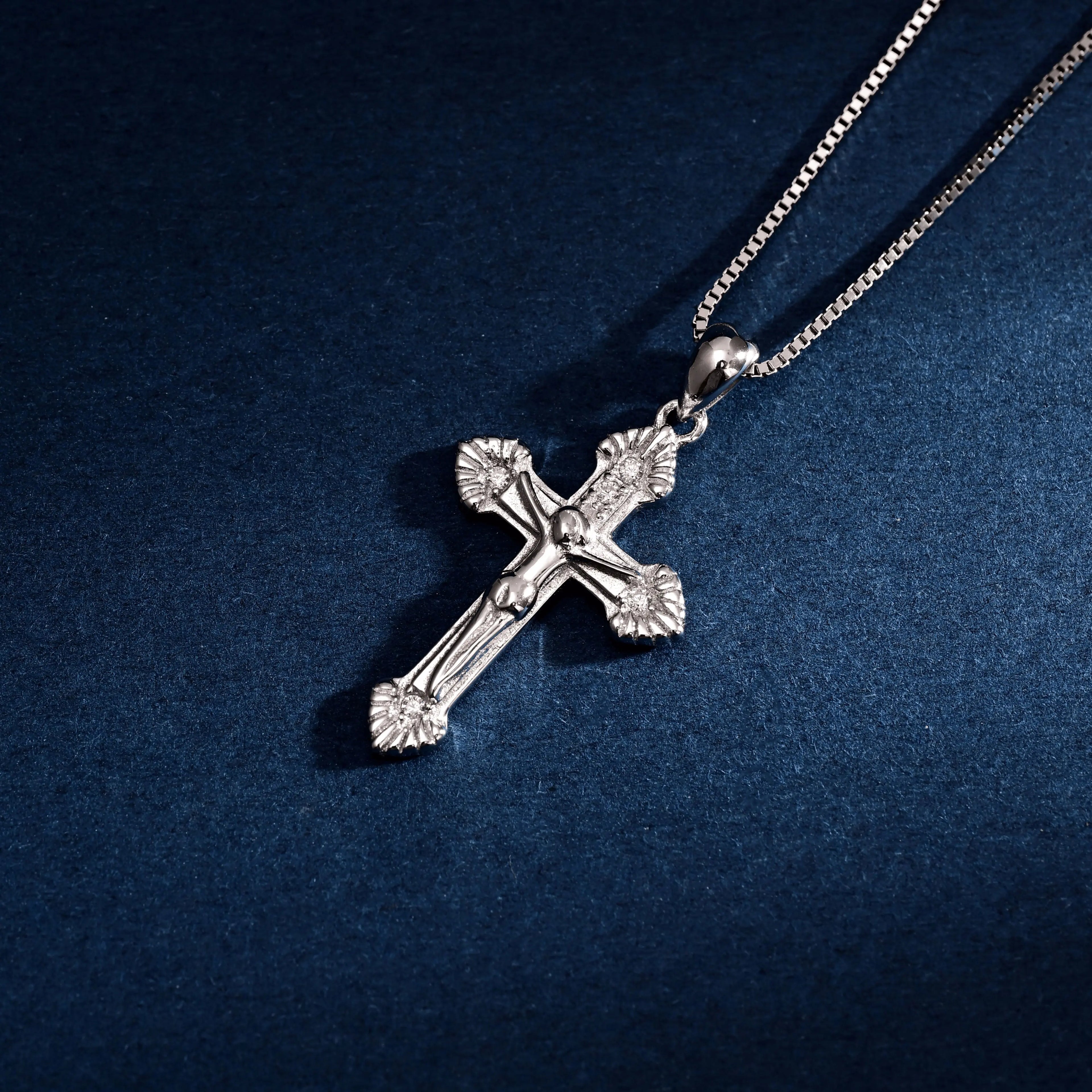 Wholesale Pendant Jewelry Rhodium Plated Plain Silver Cross God Retro Pendant 925 Sterling Silver Fine Jewelry Pendant