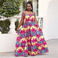 Summer Suspender Dress Printed Holiday Big Swing Long Skirt Temperament Plus Size Dress Female