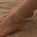 MC337 Wholesale Stainless Steel Jewelry Rugby Bead Chain 18K Gold Plated Oval Bead Foot Chain Minimalist Women Fashion Anklets