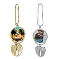 Custom Antique Zinc Alloy Angel Wings Single Side Car Pendant UV Printed Stainless Steel Casting Model Love Clothing Logo Theme