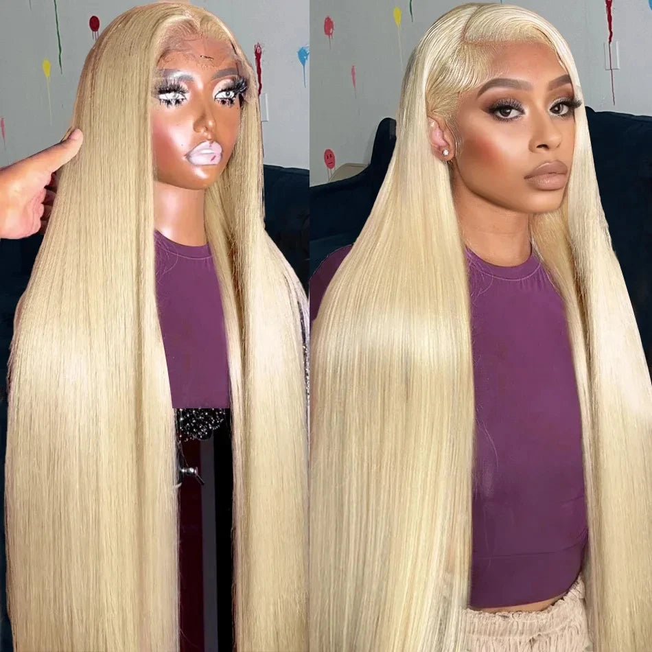 13x6 613 Lace Front Wigs Human Hair 200 Density Honey Blonde Straight Pre Plucked Glueless Full HD Lace Frontal Human Hair Wigs