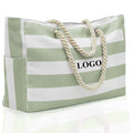 Hot Sale Customized Wholesale Summer Fashion Beach Bag Shoulder Bag Canvas Stripe Tote Bag