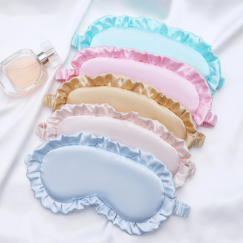 Custom Logo Sleeping Eyemask Satin Silk Eye Mask Soft Adjustable Sleep Eyeshade Eye Cover for Travel