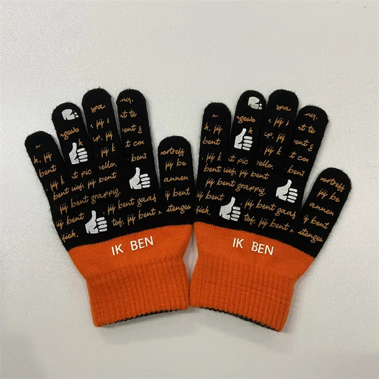 Wholesale Winter Knitted Gloves Acrylic Gloves With Custom Printing LOGO Adult Size Unisex