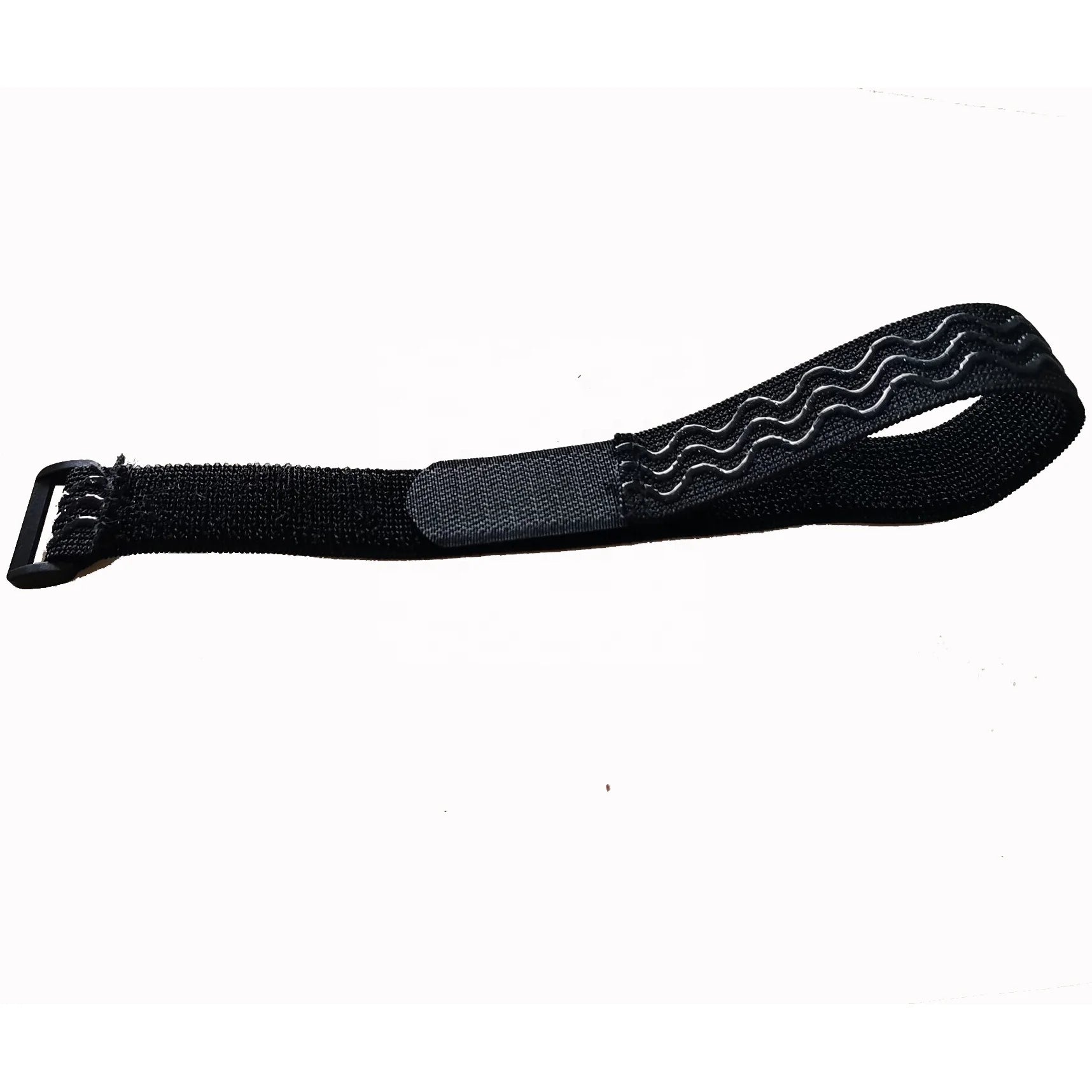 Customized Non slip Backing Silicon Hook and Loop Battery Strap Strong Flexible Black Hook and Loop Elastic Straps