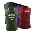 Fitness Vest Dropshipping Custom Logo 90% Polyester Sports Fitness Bottoming Shirt Hooded Men Workout Vest Clothes Fitness