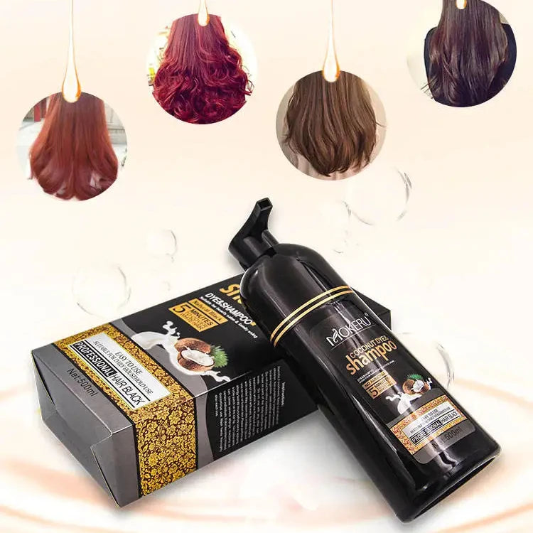Mokeru Hot Sale Coconut Oil Dye Cream for Change Dye Hair Color Natural Long Lasting Hair Color Shampoo 500 ML