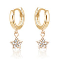 Simple Design 925 Sterling Silver Hoop Earrings with Zircon Gold Plated Diamond Studs Trendy Women's Jewelry for Gift