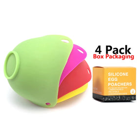 4 Pack Microwave Stovetop Egg Cooking Egg Poaching Cups Silicone Egg Poacher Pan with Ring Standers