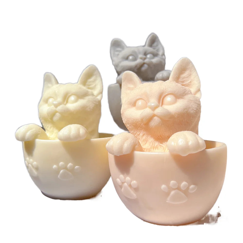 Silicone mold cat candle soy wax mould resin mold handmade diy craft non stick reusable baking tool cake chocolate ice tray tool