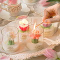 Handmade Flower Shaped Soy Wax Floral Scented Tulip Candle in Glass Jar Romantic Style Birthday Valentine's Day Gift Gift Box