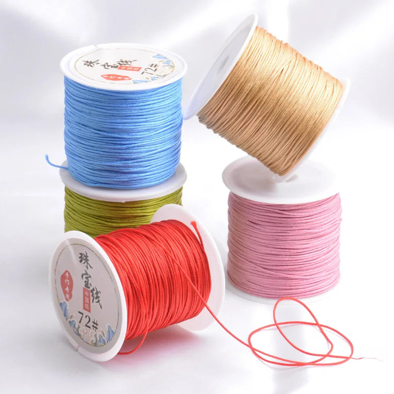 Chinese Knot Cord No.72 45m/roll 0.8mm Nylon Cord Beading Thread Jade Rope Braided Thread for Bracelet Jewelry Making DIY Craft
