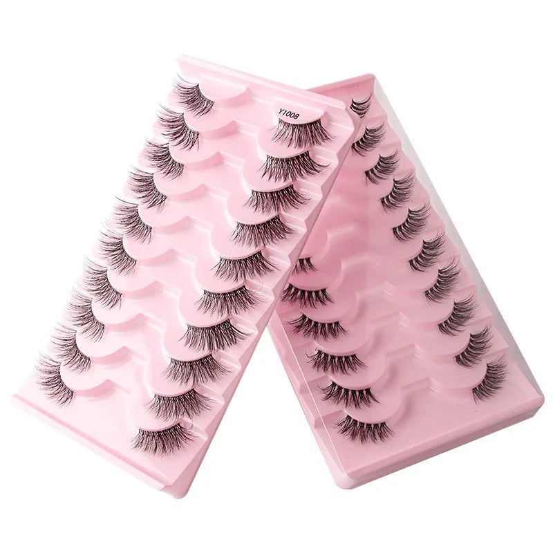 Premium Faux Mink Half Lashes Voluminous & Curly False Eyelashes for Natural Glam Look Reusable & Lightweight Y1001-Y1011