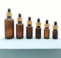10ml 15ml 20ml 30ml 50ml 100ml Amber Frosted Glass Oil Bottle Bamboo Dropper with clear Glass Pipette Round Tip