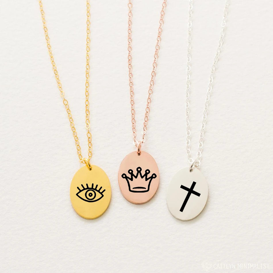 EManco Pattern Necklace Carving Heartbeat Cross Love Necklace Custom Gold Choker Square Pendant 316L Stainless Steel Jewelry