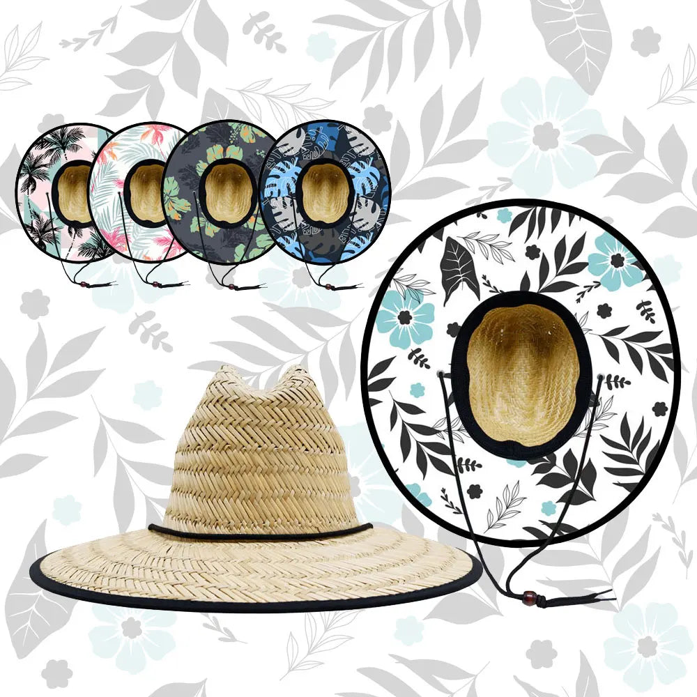 Adult Custom Lifeguard Sun protection Beach Summer Straw Hats With Custom logo