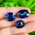 Oval Shape  Royal Blue Color Lab  Sapphire Thailand Cut  Gem Stone with Cracks and Inclusions for Jewelry with AGL