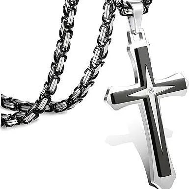 Men Fine Jewelry Charms  Gold Cross Pendant Necklaces