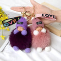 Wholesale Sweet Kawaii Fox Fur Ball Pendant Key Chain Cute Sleeping Baby Doll Plush Accessories Car KeyRing Pompom Baby Keychain