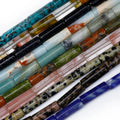 Wholesale 4*13mm Natural Stone Cylinder Tube Rectangular Beads Tube Spacer Beads for Jewelry