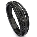 Trendy Multilayer Braided Genuine Leather and Stainless Steel Fashion String Bracelets for Men and Women Men's Women's Jewelry MegaBDM