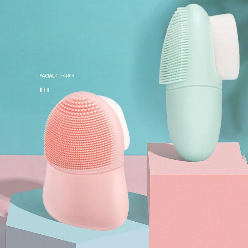 Hot Sale Double-Sided Manual Silicone Facial Cleansing Brush Soft Hair Facial Blackhead Wholesale