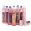 In Stock 10ml Rose Gold Glass Roll on Bottle With Gemstone Roller and Rose Gold Cap for Essential Oil/perfume