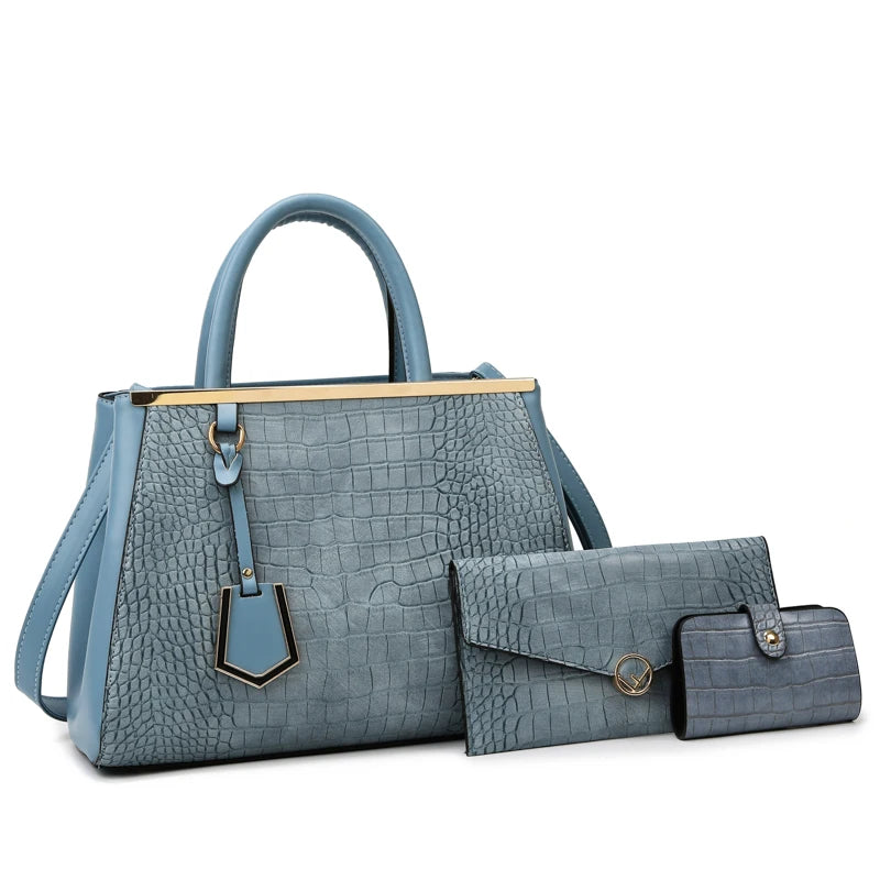 Classic Ladies Fashion Stone Pattern Big Hand Bags Set Pu Leather 2022 New Trend Purses and Handbags Luxury Women