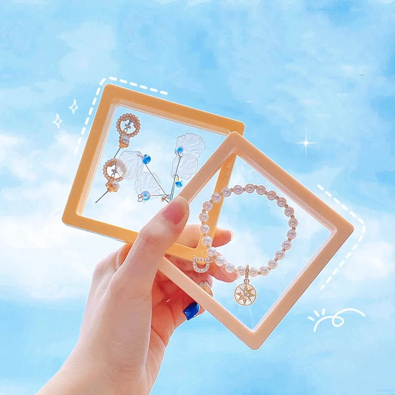 A1 Pe Suspended Film Box Jewelry Box Flip Cover Gem Ring Face  Bare Stone Box Jewelry Packaging  Diamond Display