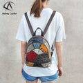 Andong Leather Stitching Bag Women Shoulder Bag Backpack Genuine Cow Leather