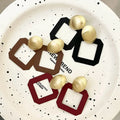French Style Light Luxury Temperament Stud Earrings Niche Design Square Geometric Fashion High-End Cool Sweet Style