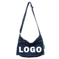 Custom logo Washed Denim Bag Women's Large Capacity Crossbody Bag Japanese Ins Style Student Class Messenger Bag