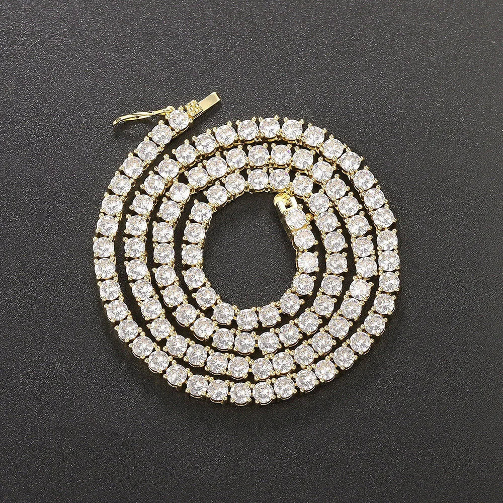 Iced Out Crystal Tennis Necklaces for Women Hiphop Luxury AAA+ Cubic Zirconia Gold Color Choker Chain Wedding Gift Jewelry