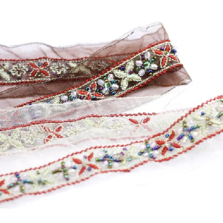 Wholesale Lace Trim Ready to Ship Hand Made Lace Collar Embroidery Lace Trimming for National Dress