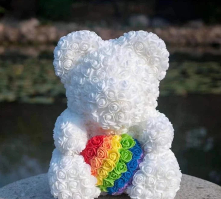 AYOYO OEM Rose Bear Gift Box Flower Bear 2025 Valentine's Day Mother's Day Gift 25cm Foam Rose Flower Bear With Gift Box