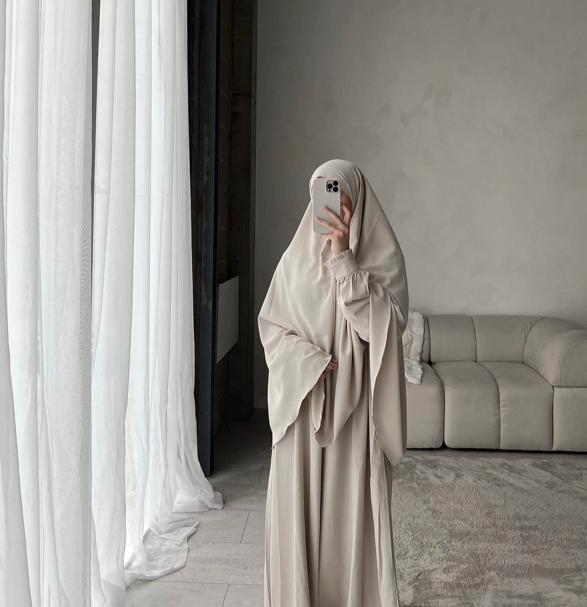 Custom Basic Abaya and Hip Khimar for Adults Lightweight Breathable Polyester Plus Size