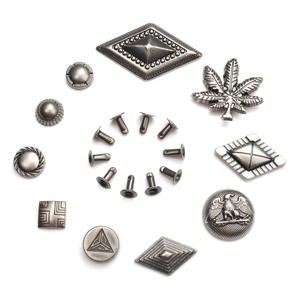 Metal Rivet Spike Stud Punk Rock Riveter Studs DIY Leathercraft Bag Belt Clothes Shoes Bracelet Accessories Diamond Round Square