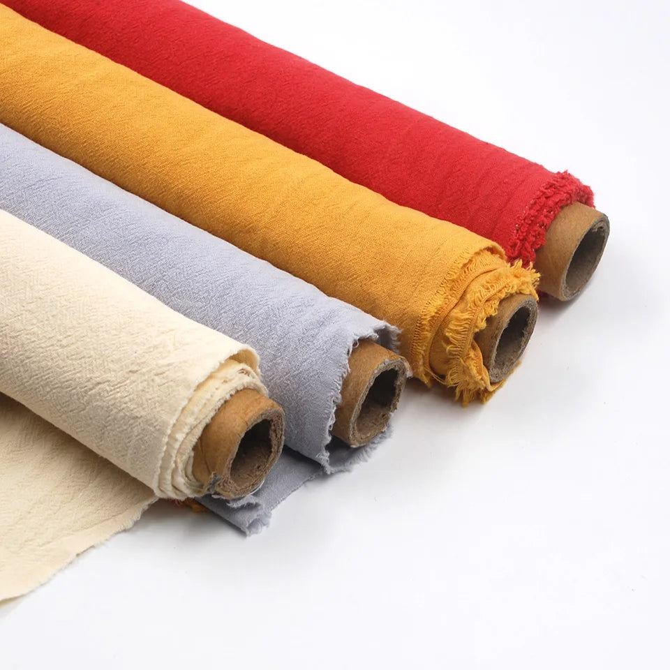 New Design Wholesale Organic Pure Color Customized Stone Washed Finished Crepe Cotton Fabric