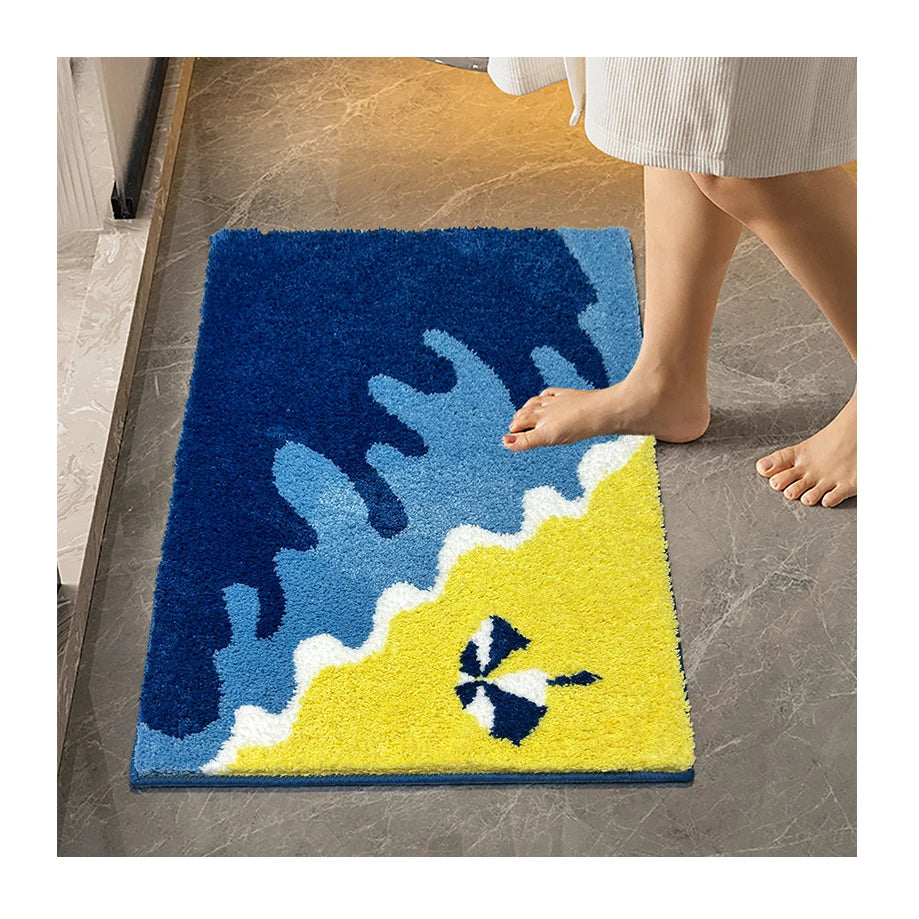 Abstract Beach Comfort Microfiber Washable Cover Floor Carpets Mat Bathroom Kitchen Decor Rug