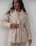 Wholesale Designer Warm Ladies Padded Rhombic Quilted Women Winter Coats Jackets With Belt for Women
