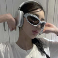 UNOC 2023 Y2K Windproof UV400 Full Rim Sunglasses Gold White Unisex Fashion PC Frame Adult Sports Wholesale Model XSDS-8616