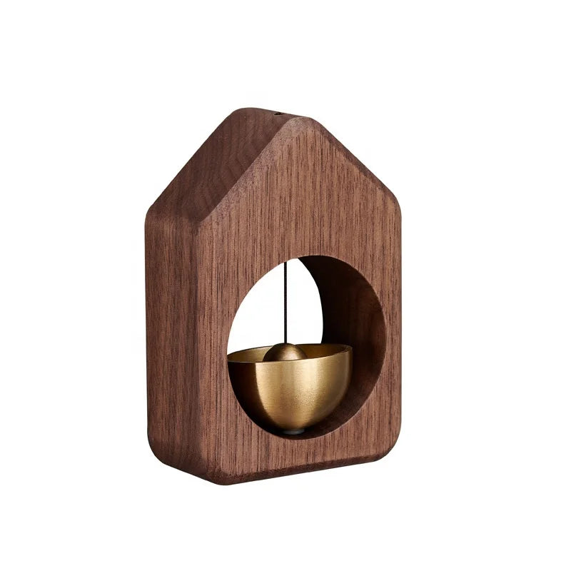 Home Solid Wood Wind Chime Entry Door Refrigerator Sticker Doorbell Black Walnut Suction Door Bell