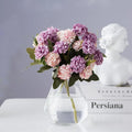 C-H002 Artificial Silk Flowers Mini Faux 10 Heads Hydrangea Flower Bouquet for Wedding and Home Decoration
