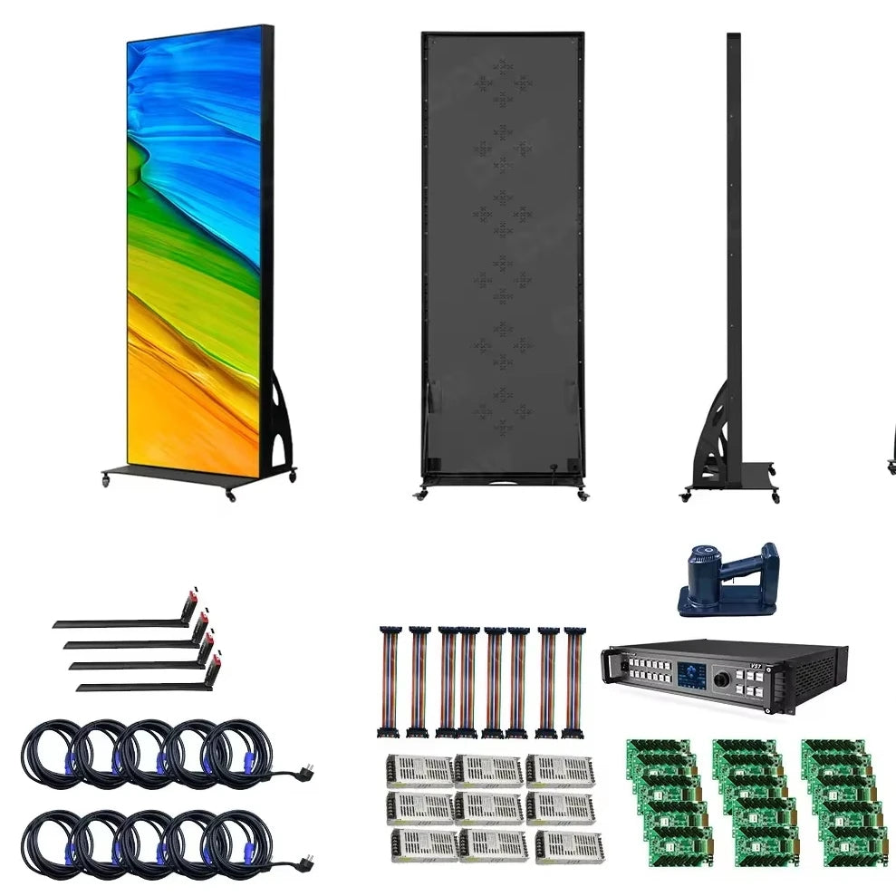 Movable Portable Indoor Led Poster Standing Led Poster Display 1920X640mm Portable WIFI USB Control LED Banner Retail Mall