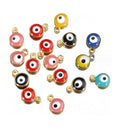 Gold Stainless Steel Turkish Evil Eye Charm Pendant Colorful Enamel for DIY Bracelet Jewelry Making