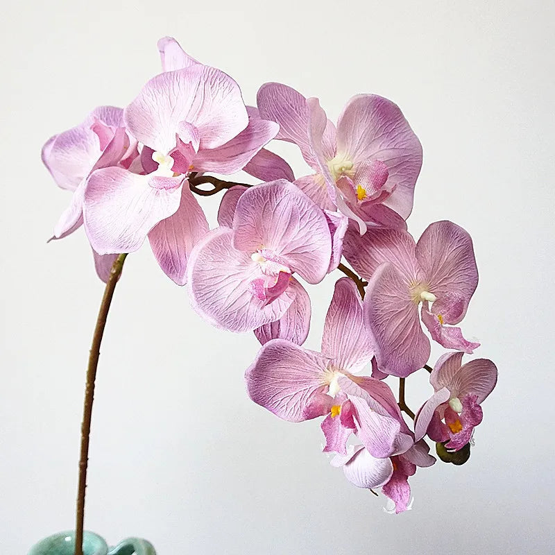 D-OR001 Whole Sale Single Stem Wholesale Silk White Orchid Flowers Artificial Phalaenopsis Blue Orchids for Wedding Decor