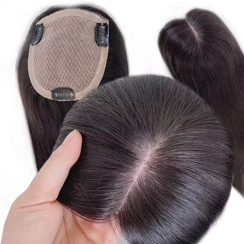 Hot Sale Virgin Raw Vietnamese Silk Hair Topper Wig 100% Human Hair Silk Skin Base Top Hair Topper