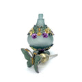 25ml Blue Frost Antiqued Vintage Dubai Metal Alloy Perfume Bottle Retro Arab Style Empty Glass Essential Oil Bottle